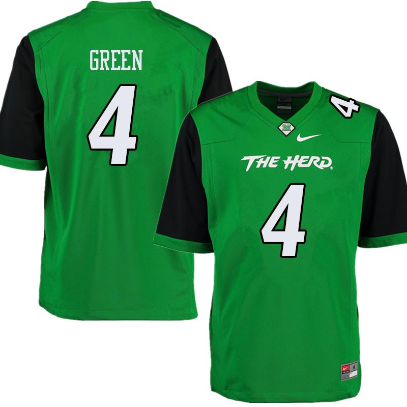 Men #4 Donquell Green Marshall Thundering Herd College Football Jerseys Sale-Green - Click Image to Close